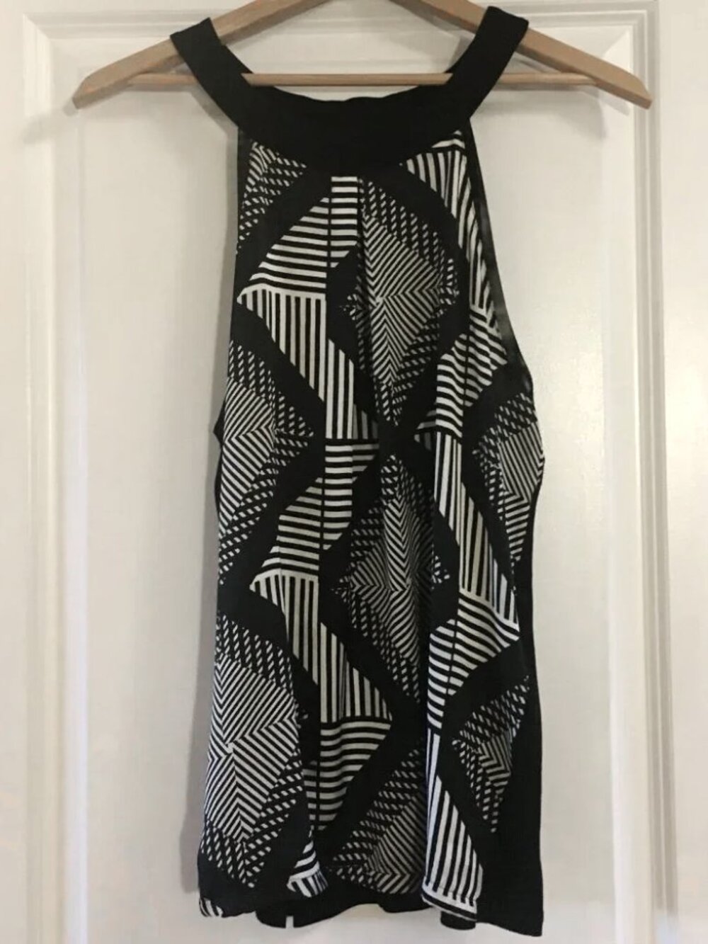 VTG Y2K Stile Benetton Optical Illusion Print Ring Neck Tank Top M Cybergoth